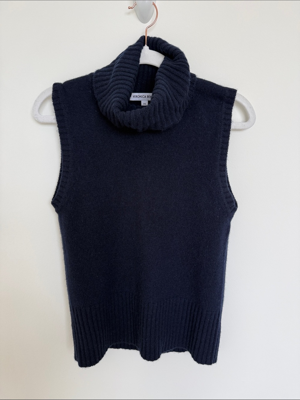 Veronica Beard Midnight Navy Sleeveless Turtleneck Sweater